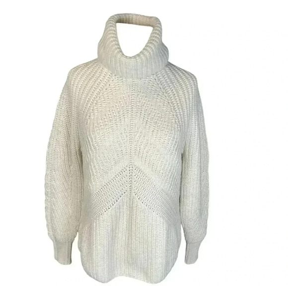 Autograph M&S Chunky Knit Turtle Neck Sweater Wool Blend Cream Size 12 Used - Picture 11 of 15